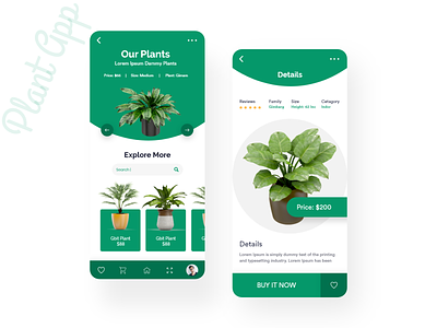 Freebie - Plant Shop App Design app clean app clean ui color design green interface page plant plant app typography ui ux