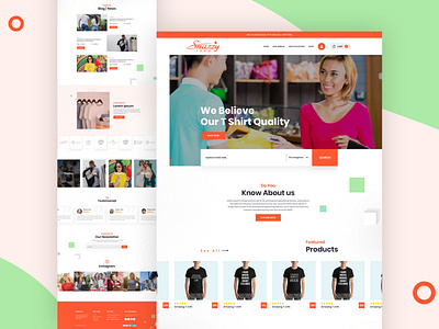 T Shirt E commerce Landing Page agency branding clean design design ecommerce design illustration interface landing landing page modern design tshirtdesign typography website