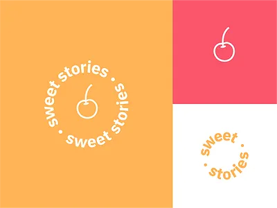 Sweet storis logotype bakery branding cakes cherry identity logotype sans serif typography