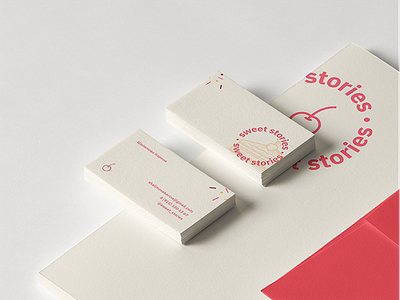 Sweet stories card bakery branding cakes cherry identity logotype sans serif typography