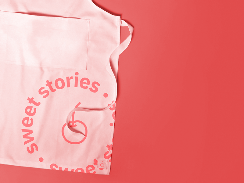 Sweet stories cherry bakery branding typography sans serif cakes identity logotype