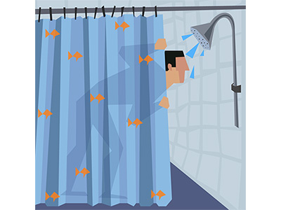 The Shower fish flat illustrator riddle me this shadow show shower silhouette