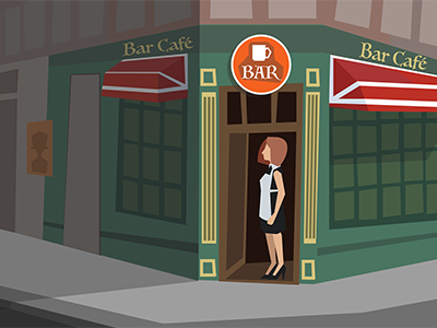 The Bar background bar city illustrator show street vintage visual development