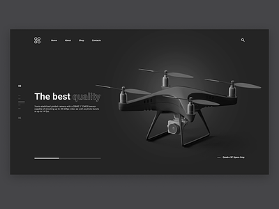 Quadrocopter Website Concept black black white concept design drone drones home page home page design quadrocopter ui ux web website white