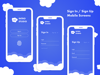 Sign In / Sign Up Screens app blue cloud ios iphone login mobile register screen sign in sign up sky