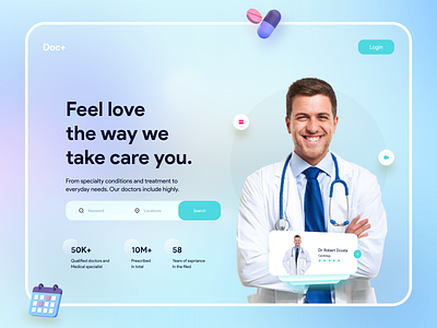 web explorations 🤘🏽 2021 clean ui glassmorphism health care web concept homescreen icon medical care medicine medicine logo minimal patient hospital online shot stay home corona ui ux vector web app design web explorations website concept website design