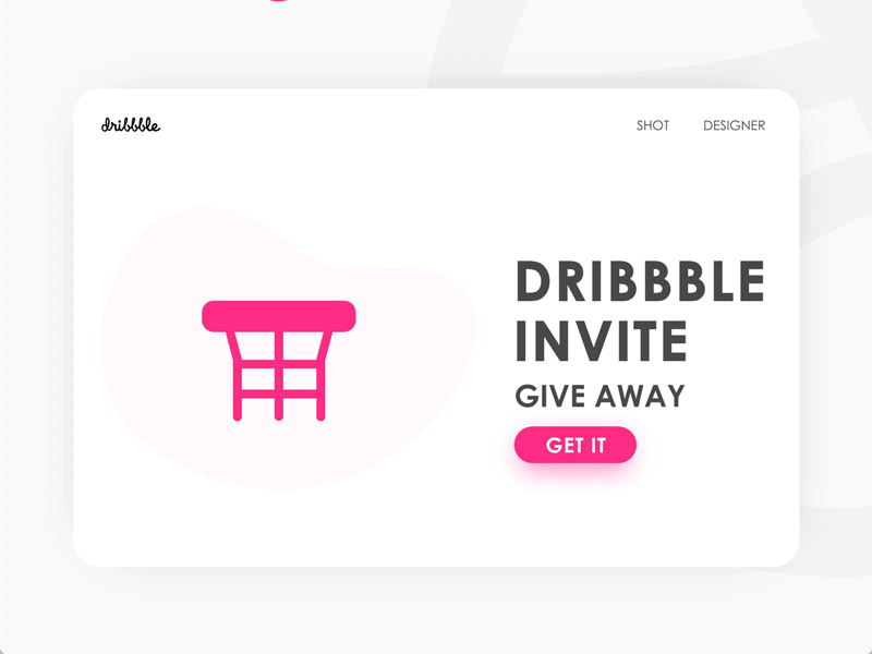 Dribbble Invite .gif 1x invite animate animation after effects animation design clean ui dribbble ball dribbble invitation dribbble invite dribbble invite giveaway dribbble invites one x pink player player ui ui ux design