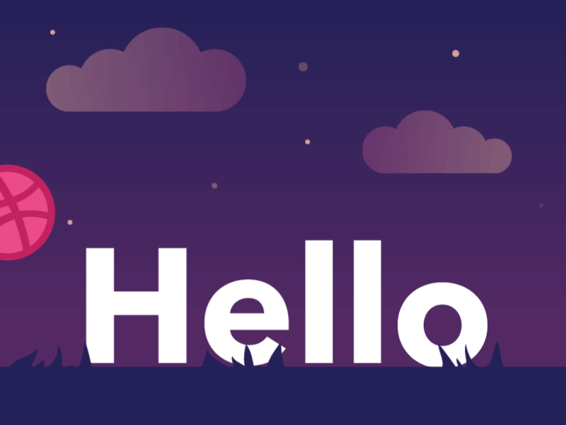 Hello Dribbble animation ball debut gif hello invite motion