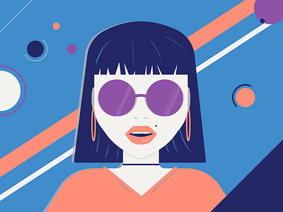 Girl With Sunglasses blue challange character drawing girl illustration minimal portrait sunglasses vector