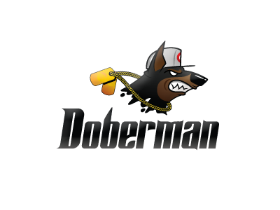 Logotype Doberman character lettering logo