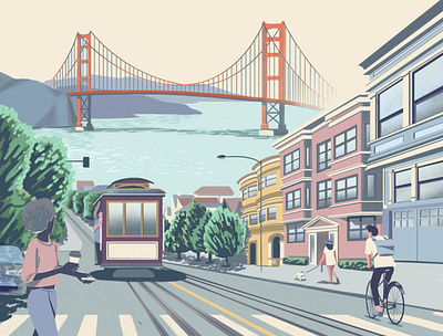 Hello San Francisco city design illustration