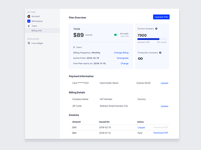 Product Settings - Plan Overview