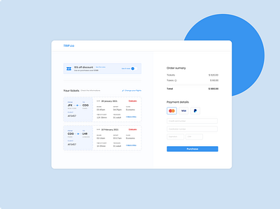 Daily UI 02 - Credit card checkout airplane blue buy checkout checkout page components creditcard design flight input order shop travel ui
