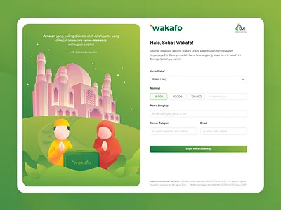 Wakafo Web Landing Page app design donation donations homepage islam islamic islamic design landing page landing page design landing page ui moslem ui uidesign ux uxui waqf