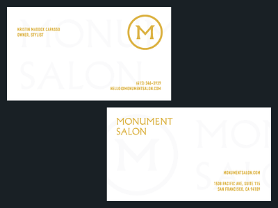 Monument Salon business cards branding business card identity logo