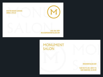 Monument Salon business cards