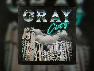 Gray City 80s album cover neon photoshop retro vinyl