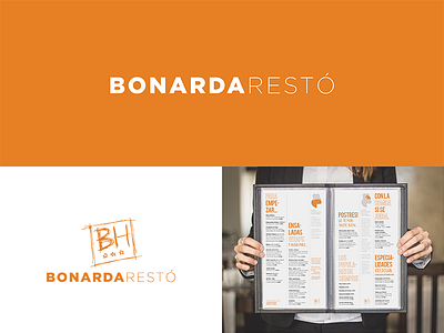 Bonarda Resto branding draw hotel initials menu restaurant