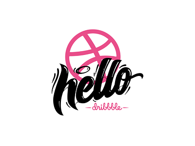 Hello Dribbble! brush calligraphy custom debut digital font handlettering handmade hello lettering letters