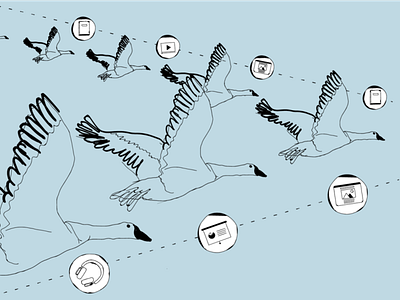 Marketing and Sales alignment alignment article birds blue content marketing geese illustration marketing saas