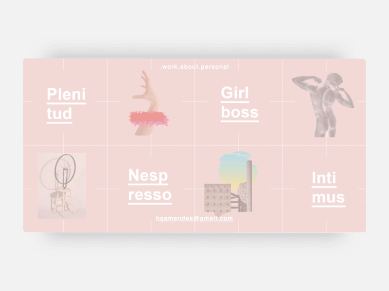 Portfolio collage design desktop float interaction pink portfolio ui ux web website