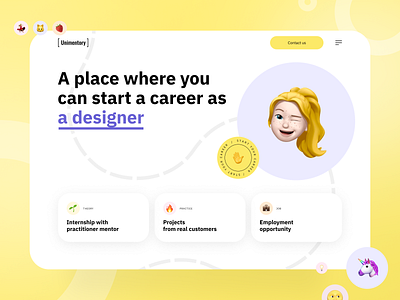 Unimentory clean design e learning education interface landing landing page learning online education study teaching tutor ui uiux ux web web design yellow