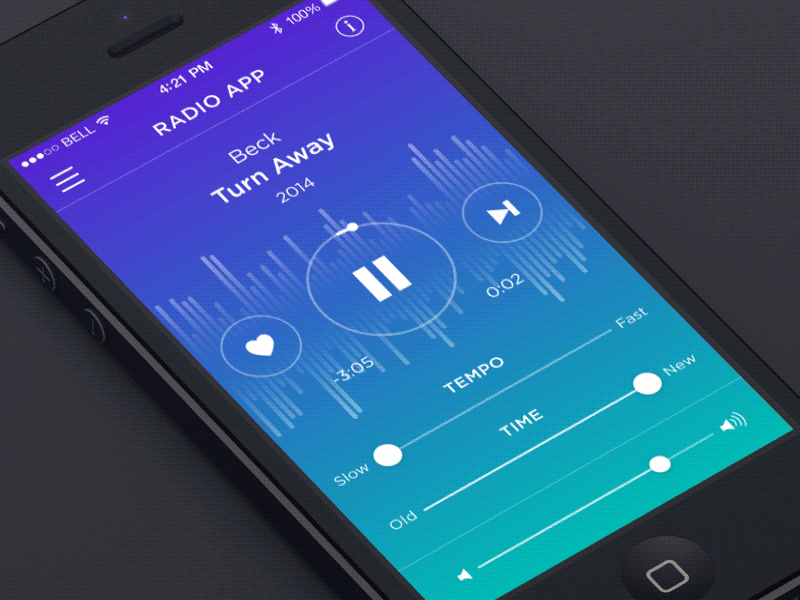 Internet Radio App Concept animation app concept flat gif gradients ios iphone music player radio ui
