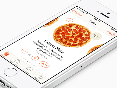 Restaurant App app cart clean flat ios iphone order pizza restaurant shopping ui ux