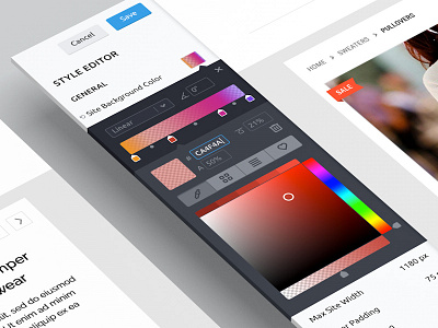 Color & Gradient Editor app clean color editor flat gradient picker sidebar ui ux web