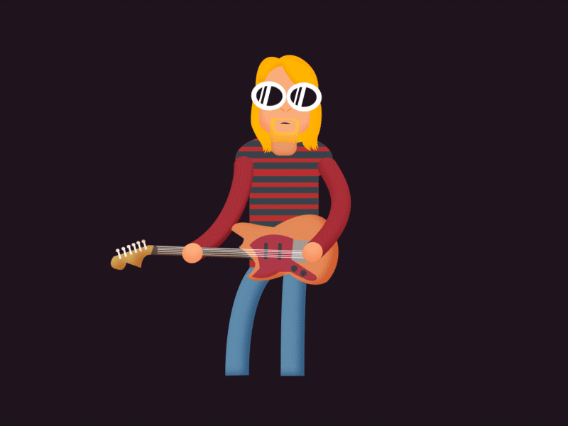 Kurt Cobain 2d after effects animation cobain design gif guitar kurt motion motion graphics out rocking