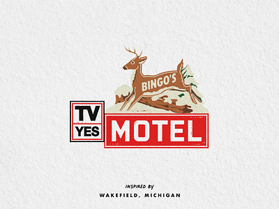 Bingo's Motel art deer design graphic hand drawn illustration ipad logo michigan print procreate west western