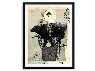 Rodeo King collage fine art illustration mixed media print