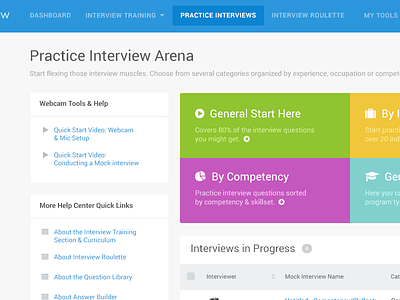 Biginterview Interview Area app arena bootstrap faq help interview tables video