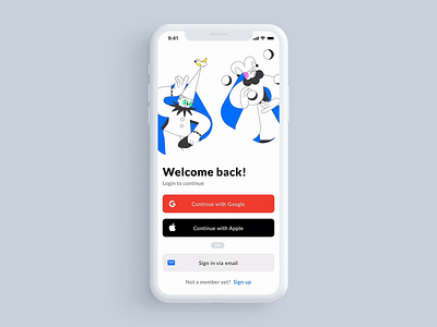 Welcome screen animation design flat illustration minimal ui ux vector