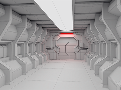 Dead Space Corridor 3d 3dsmax corridor deadspace lowpoly modeling space station wireframe