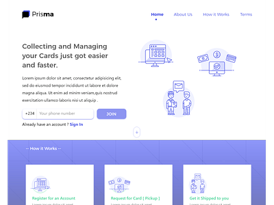 Homepage design for Prisma adobe xd illustration ui ui design