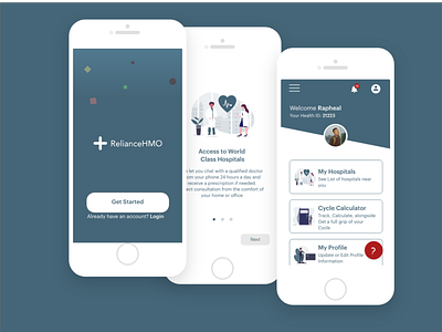 Reliance HMO Mobile App Concept Redesign adobe xd branding health uidesign