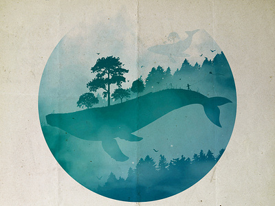 Whale dreams abstract auckland children clouds design dreaming dreamy flying forrest illustration kites landscape prints trees vector vintage whales worlds