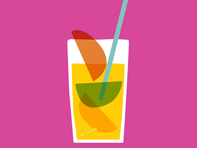 Fresh glass of summery fruit drink color digital drink fruits graphicart illustration pop summer