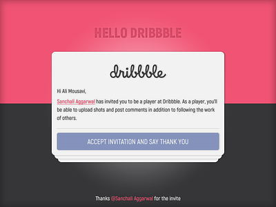 Hello Dribbble design dribbble hello invitation thanks