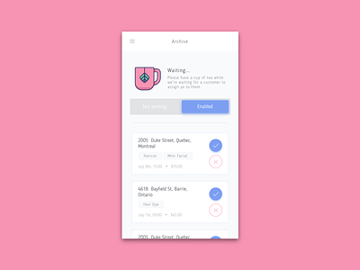 Hairstylist Booking - Agent adobexd agent app application blue clean design gray hair hairstylist ios iphone location based minimal mobile mobile app pink ui uidesign white