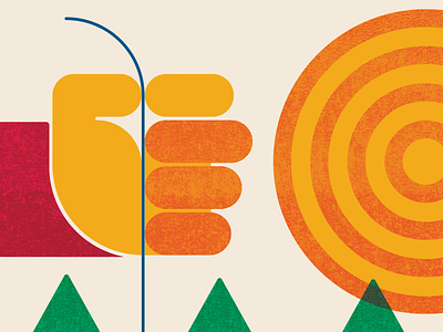 Catch & Release | Posters For Parks 2020 | Detail 3 (Final) 2020 circles design fishing fist geometric green hand illustration minnesota orange outdoors parks poster red repetition sullivan sun texture trees