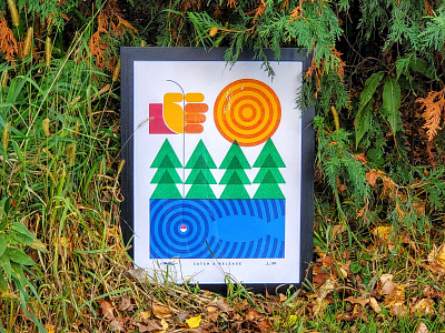 Full Poster: Catch & Release | Posters For Parks 2020 2020 blue circles design fishing geometric green hand illustration lake minnesota orange outdoors poster red sun trees triangles waves yellow