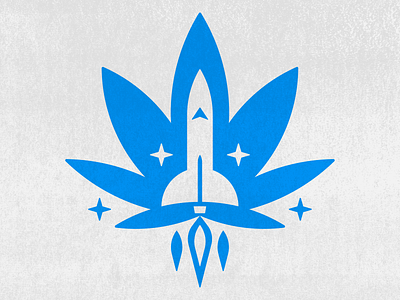 Rocket + Leaf | Logo Concept | 008 blue branding cannabis design geometric icon illustration leaf liftoff logo matt negative organic plant rocket ship space stars sullivan white