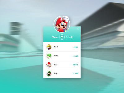 Daily UI #019 dailyui leaderboard mariokart nintendo racing sports