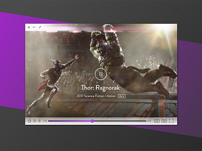 Daily UI #57 dailyui film marvel movie ragnorak thor uidesign uxdesign video videoplayer