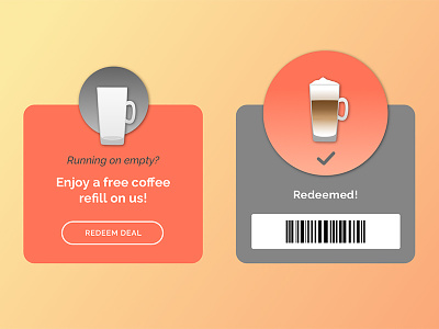 Daily UI #061 coffee coupon dailyui deal emptyglass latte mobile redeem uidesign uxdesign