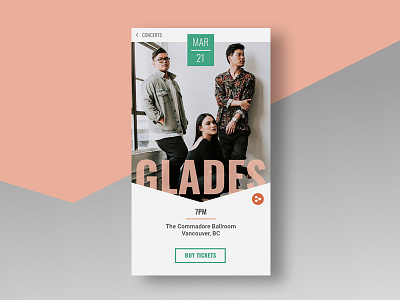 Daily UI #070 concert dailyui dates event glades listing mobile music nightlife uidesign uxdesign