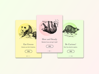 Daily UI #023 animals cards dailyui hints onboarding tutorial uidesign uxdesign