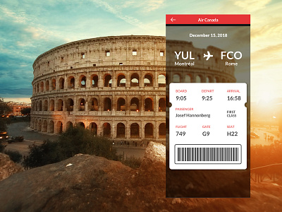 Daily UI #024 air canada app boarding pass dailyui flying travel uidesign uxdesign